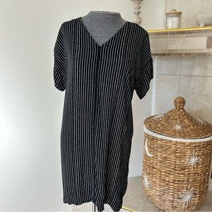 Madewell Black and White Striped Midi Dress